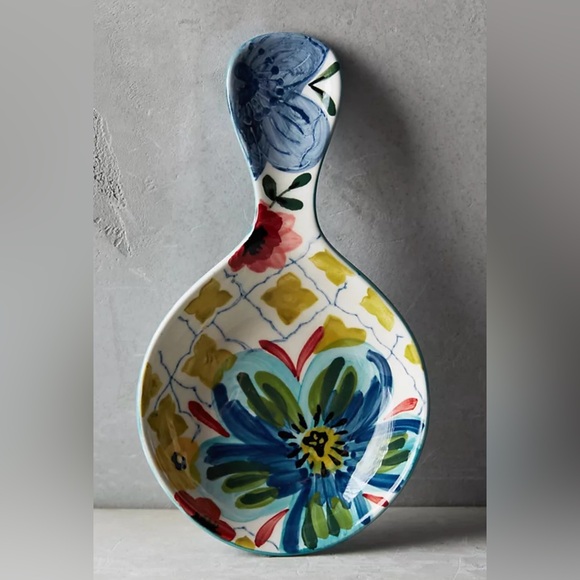 Anthropologie Sissinghurst Castle Spoon Rest Multi Color Floral Stoneware - Picture 6 of 6